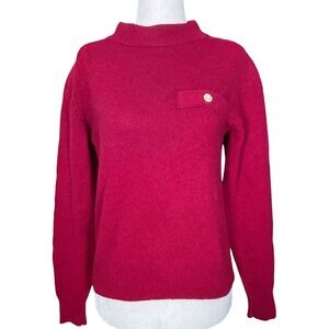 Vintage 80s Red Lambswool Angora Rabbit Hair Mock Neck Sweater Petite Ladylike